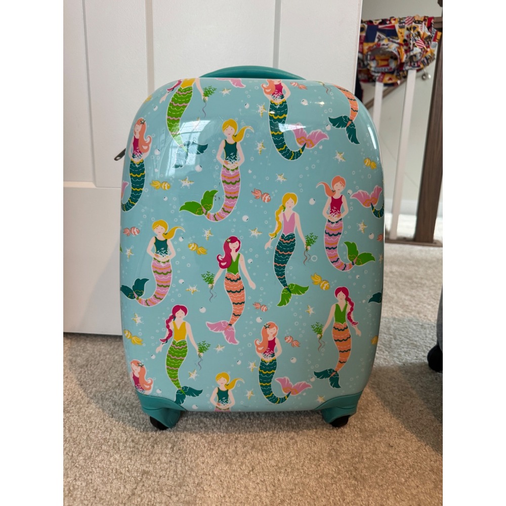 Pottery Barn Kids mackenzie RARE retired Mermaid Hardshell Spinner Suitcase